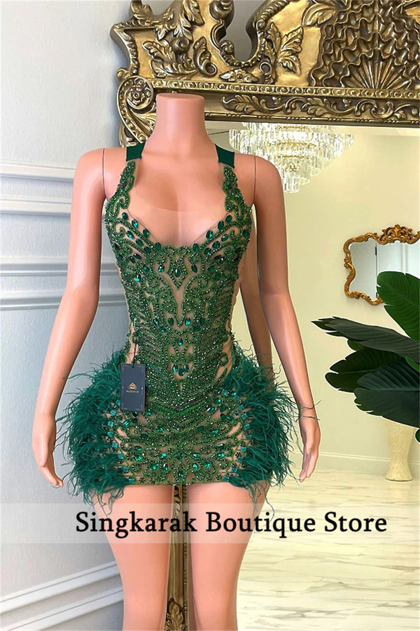 Briar Cosplay Prop - Sparkly Rhinestone Green Cocktail Dresses Luxury