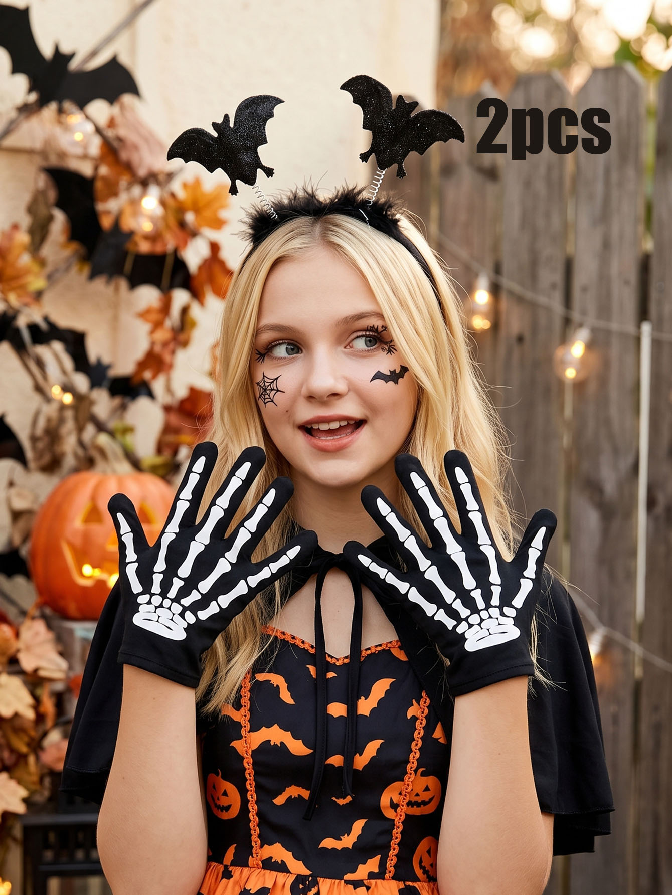 2Pcs Teen Girls Halloween Acce - Cosplay Bat Prop 评论和价格