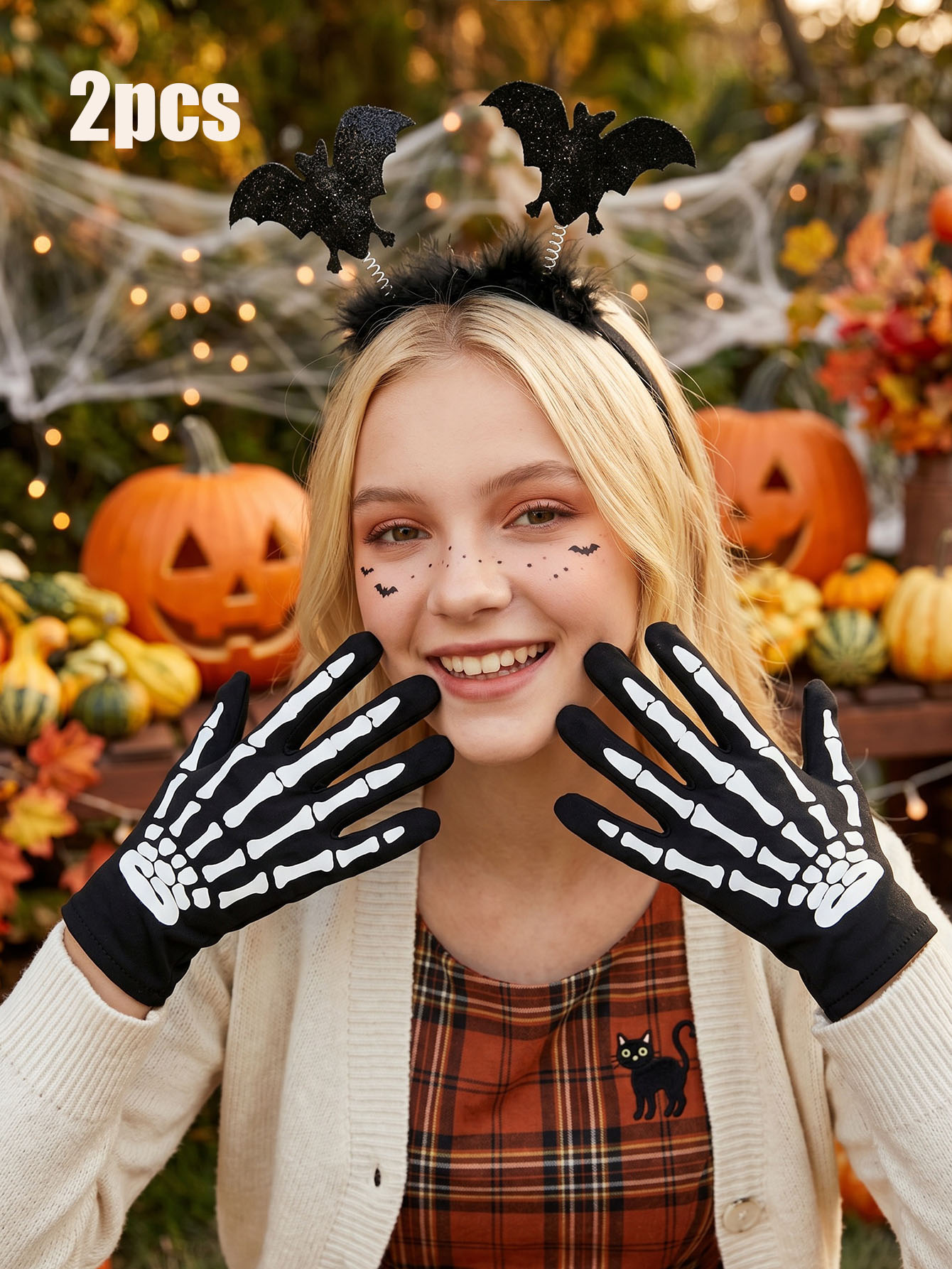 2Pcs Teen Girls Halloween Acce - Cosplay Bat Prop 评论和价格