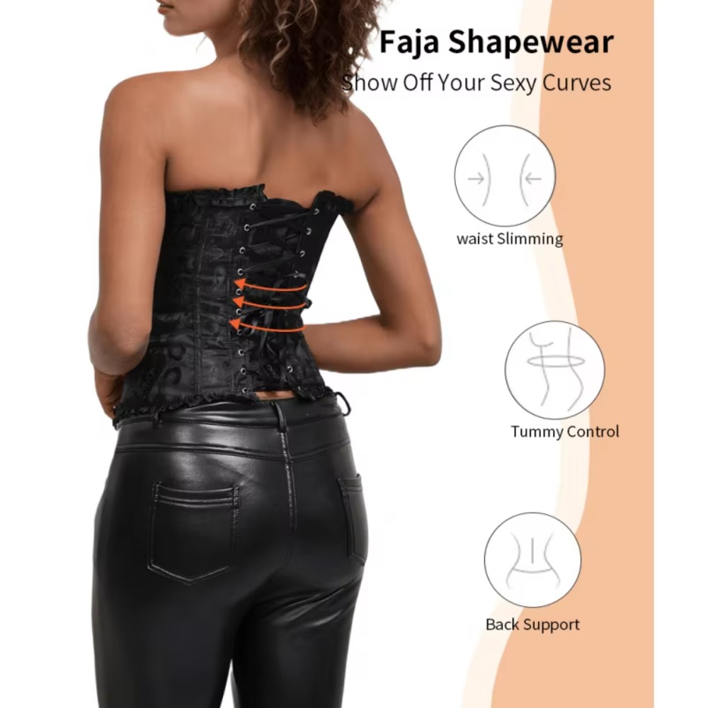 Zipper Jacquard Underbust Cors - Boning Corset Steel 评论和价格