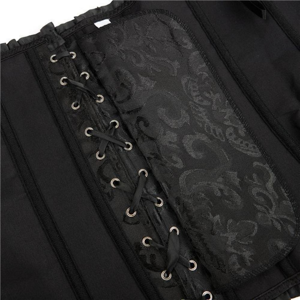 Zipper Jacquard Underbust Cors - Boning Corset Steel 评论和价格