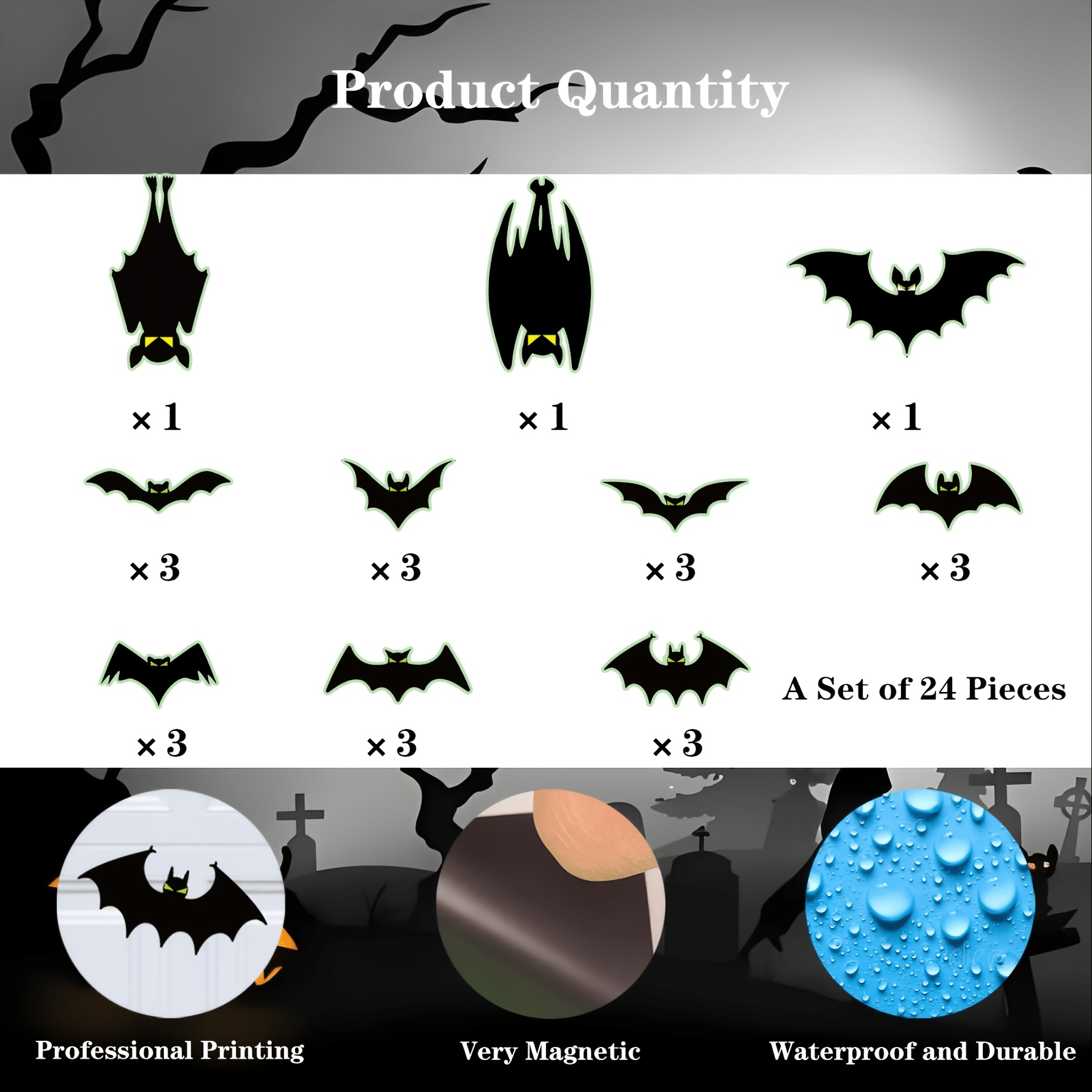 24 Halloween Magnetic Bats for - Cosplay Bat Prop 评论和价格