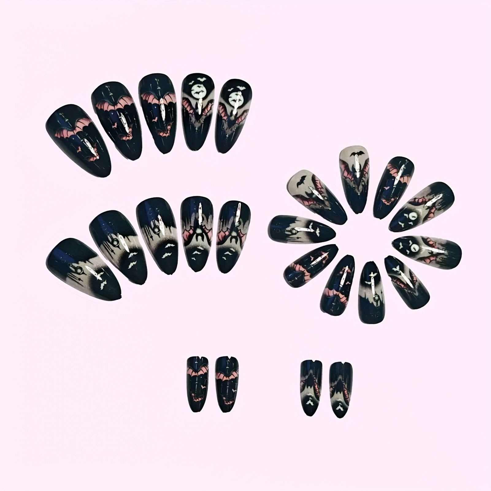 24Pcs Halloween Fake Nails Bla - Cosplay Bat Prop 评论和价格