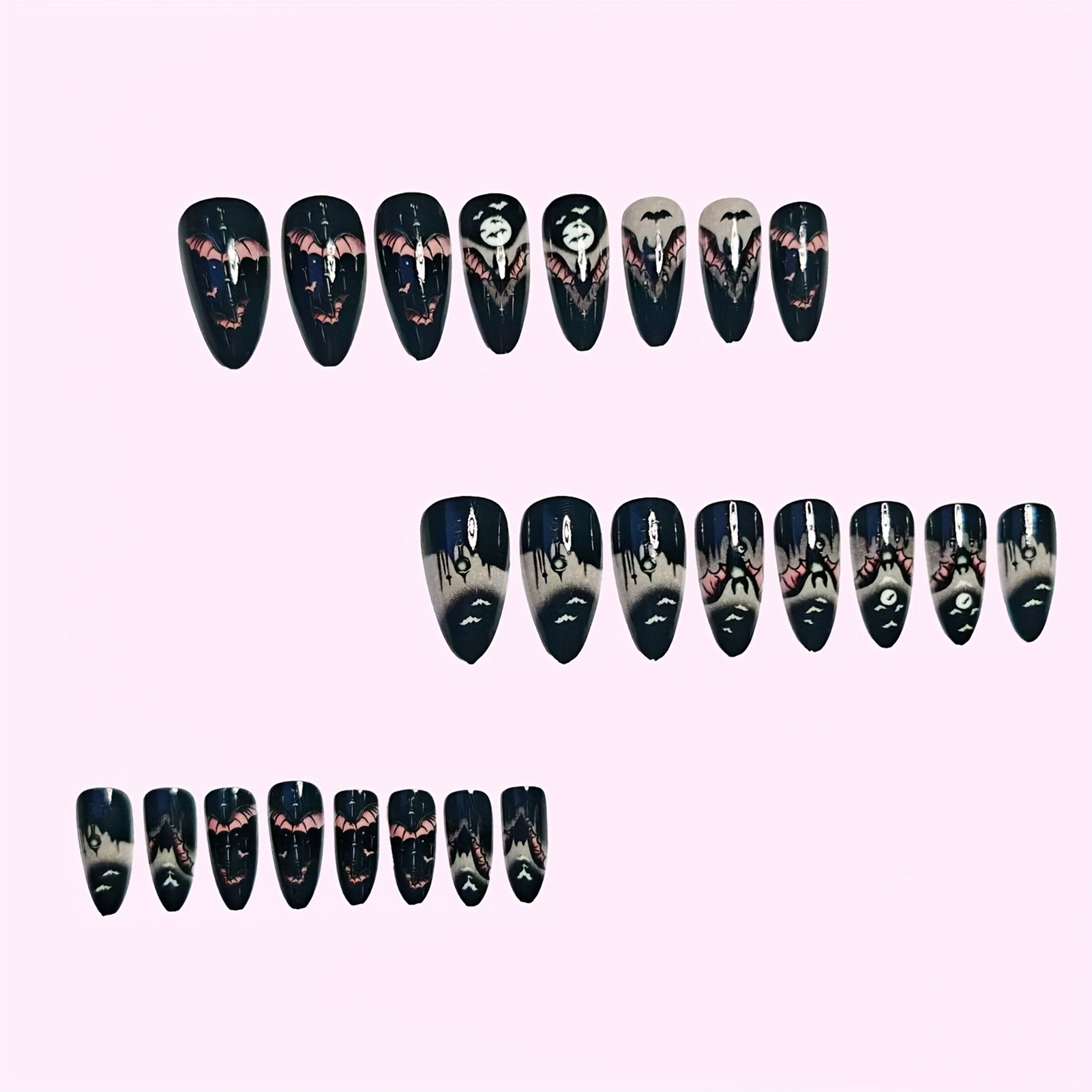24Pcs Halloween Fake Nails Bla - Cosplay Bat Prop 评论和价格